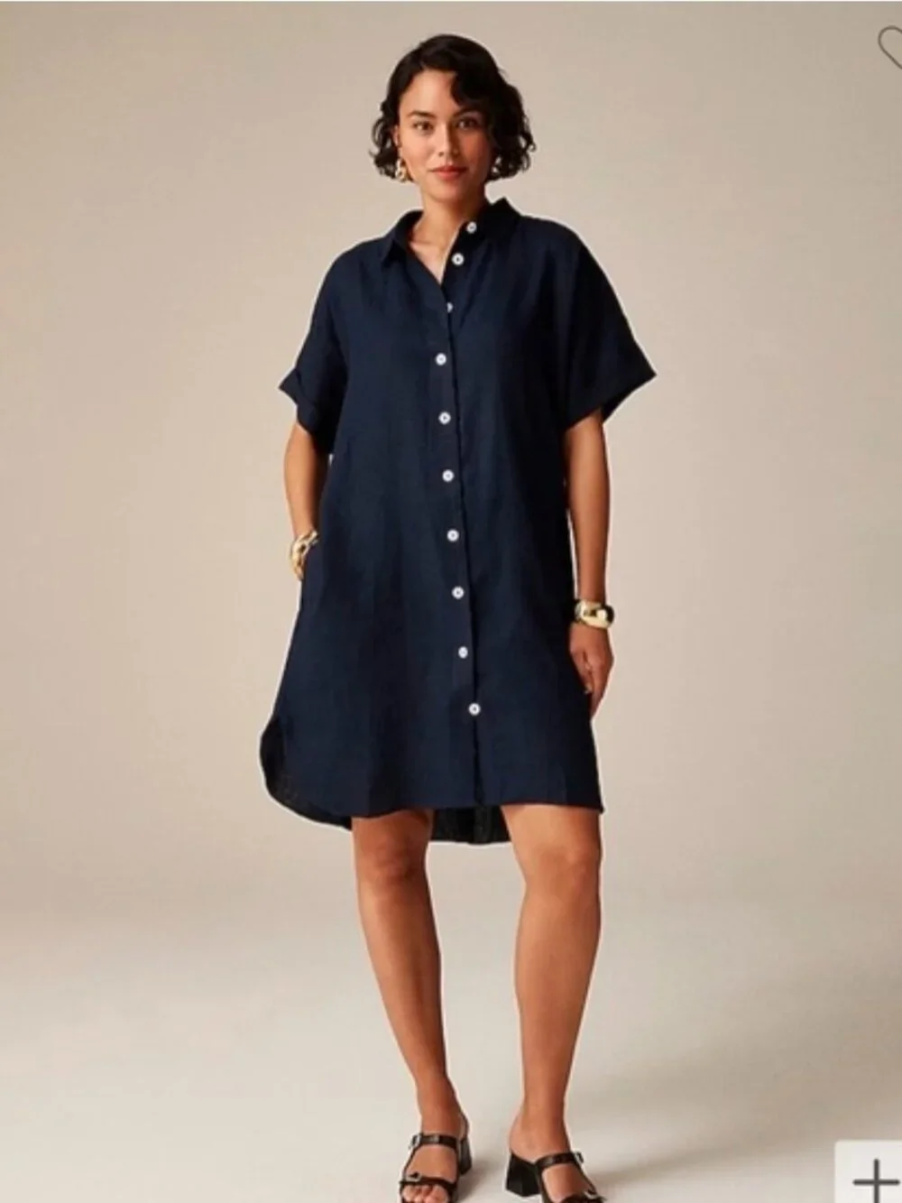 J Crew Capitaine Black Linen Shirt Dress Size Large NWOT